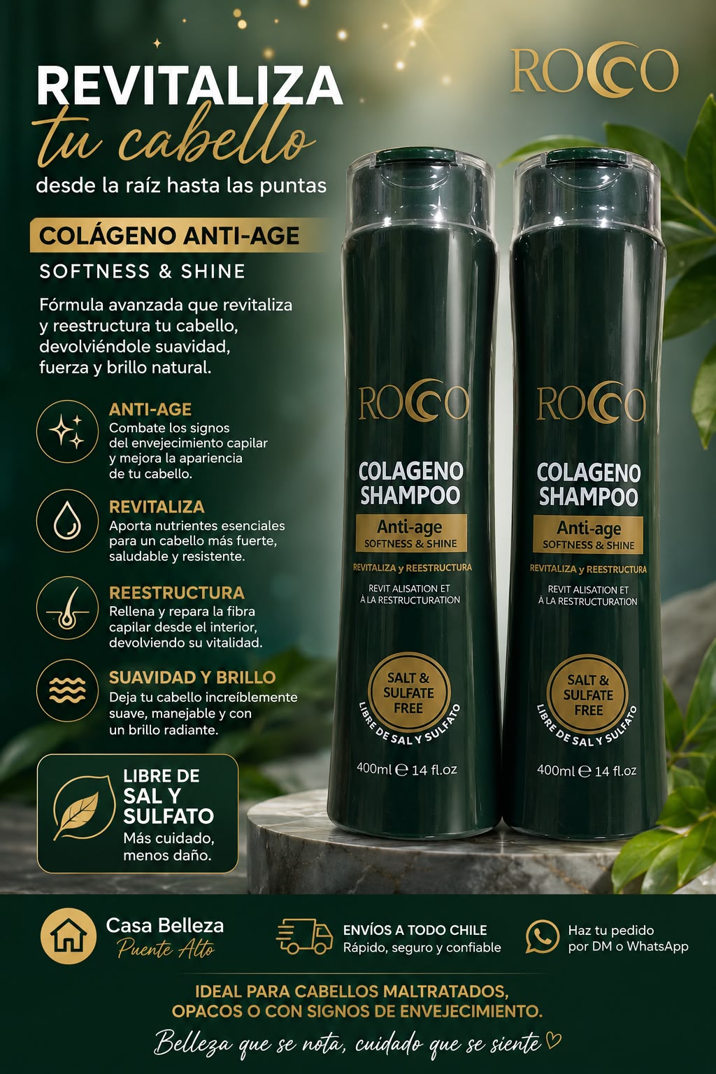 shampoo y acondicionador ANTIFRIZZ COLAGENO Rocco