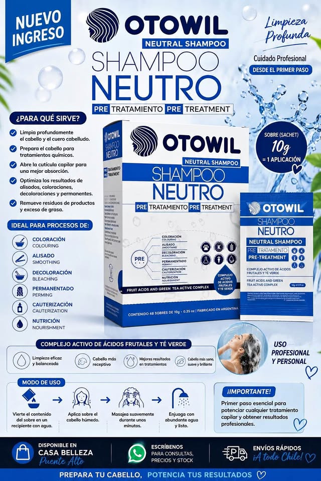 Shampoo Neutro Pre Tratamiento! OTOWIL Formato sachet