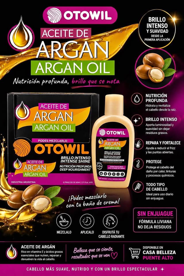 Dale a tu cabello el cuidado que merece con Aceite de Argán OTOWIL!