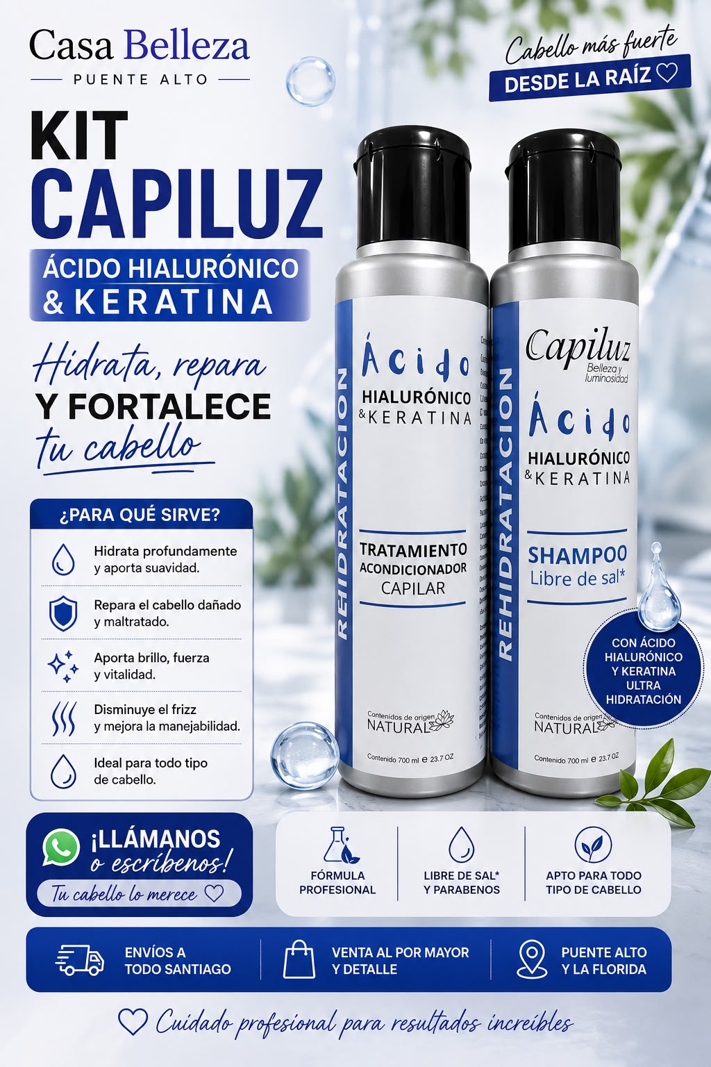 Shampoo y acondicionador Capiluz Ácido Hialurónico &amp; Keratina