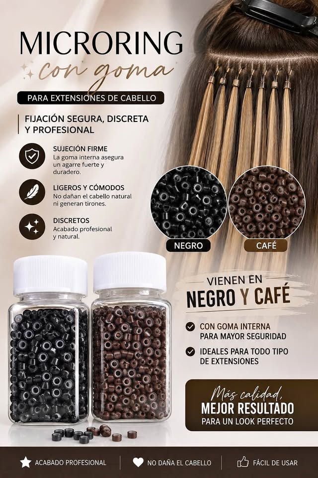 Microring para extenciones de cabello con goma